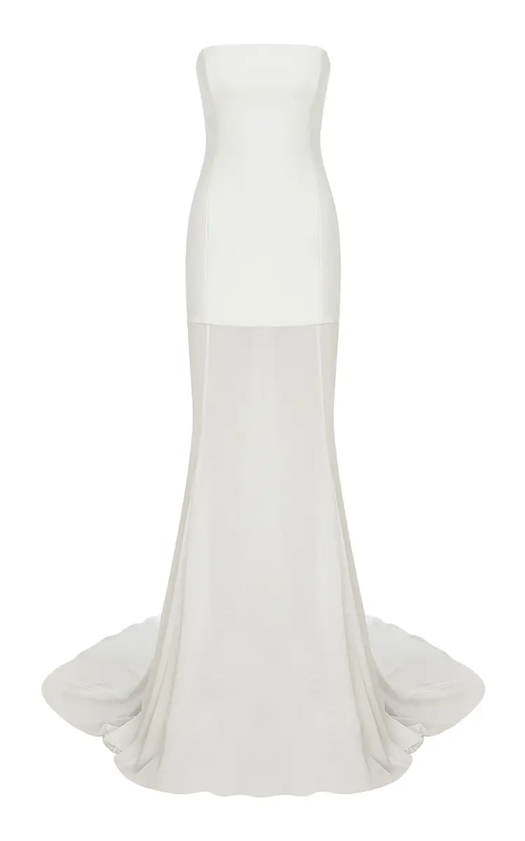ILA THE BRAND Exclusive Isabel Sheer-Paneled Crepe-Chiffon Gown