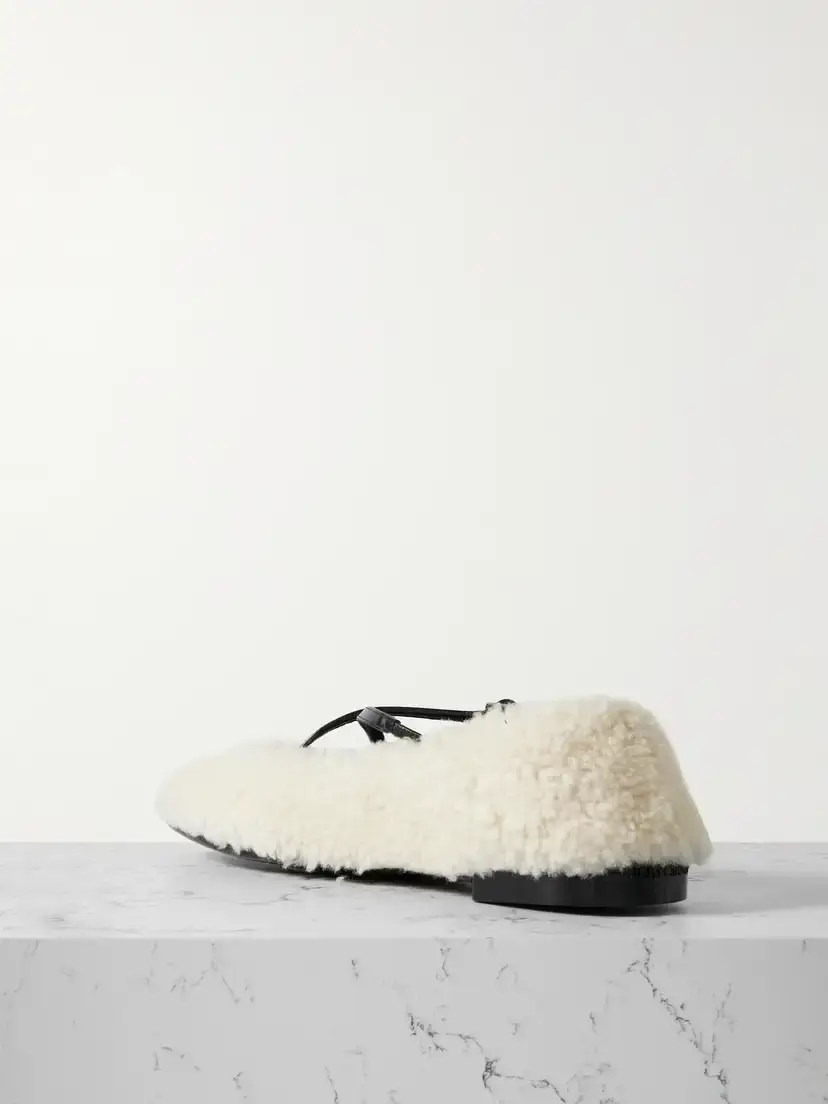 Jimmy Choo Eleri Embellished Patent Leather-trimmed Shearling Ballet Flats | Thumbnail 3 Jimmy Choo Eleri Embellished Patent Leather-trimmed Shearling Ballet Flats | Thumbnail 3