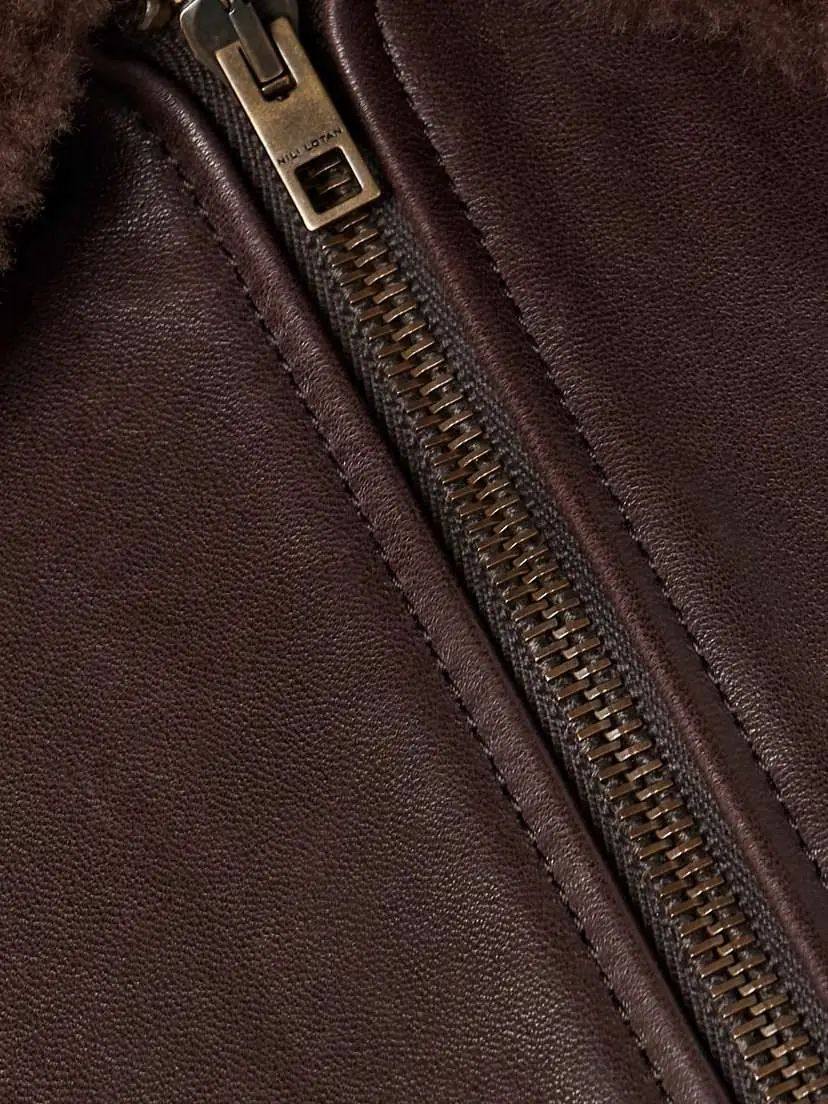Nili Lotan Tom Shearling-trimmed Leather Jacket | Thumbnail 4 Nili Lotan Tom Shearling-trimmed Leather Jacket | Thumbnail 4