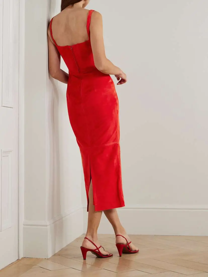 Alex Perry Singlet Suede Midi Dress | Thumbnail 3