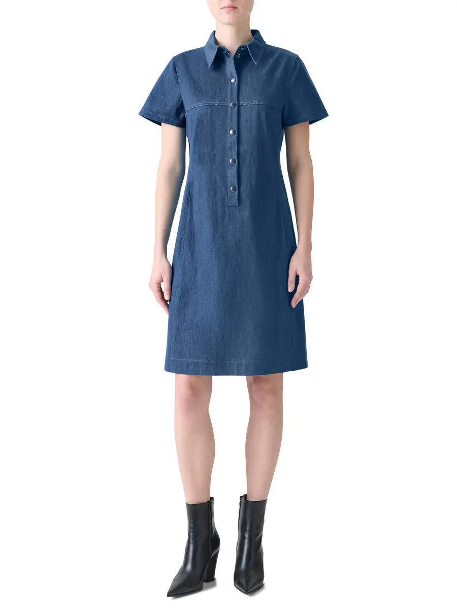 Akris Cotton Denim Polo Dress | Thumbnail 2 Akris Cotton Denim Polo Dress | Thumbnail 2