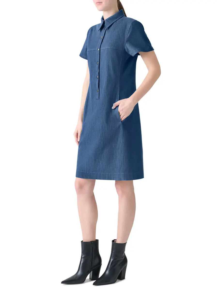 Akris Cotton Denim Polo Dress | Thumbnail 3 Akris Cotton Denim Polo Dress | Thumbnail 3