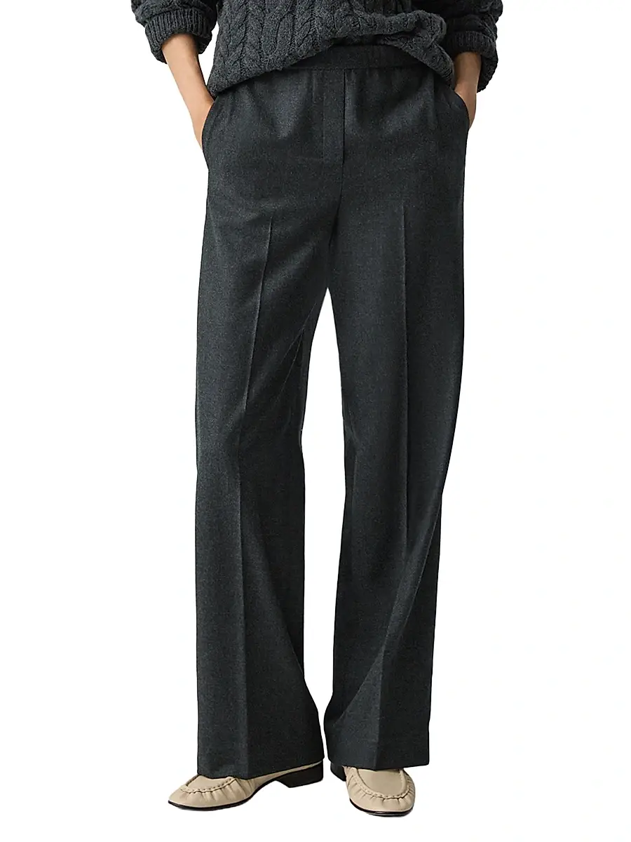 Theory Women's Virgin Wool Wide-Leg Pants | Thumbnail 3 Theory Women's Virgin Wool Wide-Leg Pants | Thumbnail 3