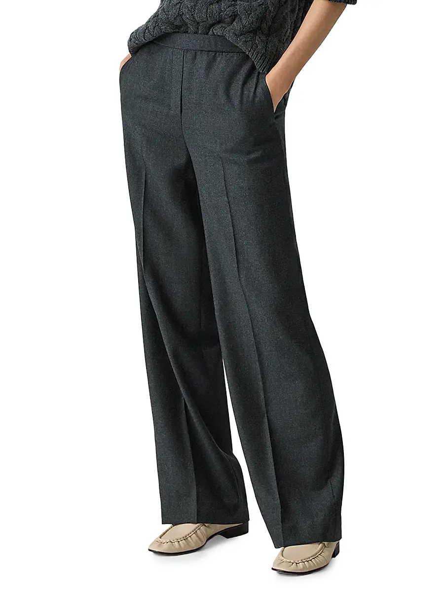 Theory Women's Virgin Wool Wide-Leg Pants | Thumbnail 4 Theory Women's Virgin Wool Wide-Leg Pants | Thumbnail 4