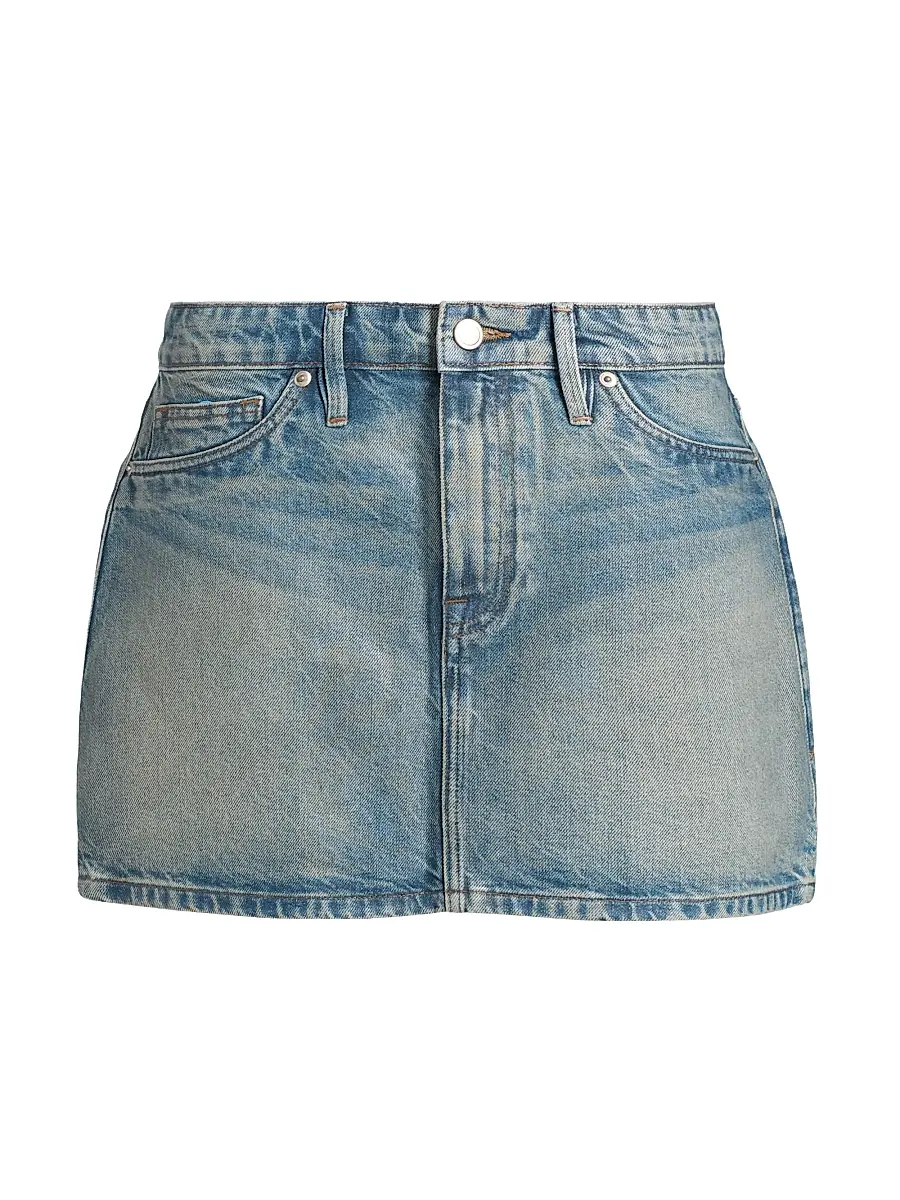 Good American Women's Coated Good 9's Miniskirt - Indigo | Image 1 Good American Women's Coated Good 9's Miniskirt - Indigo | Image 1