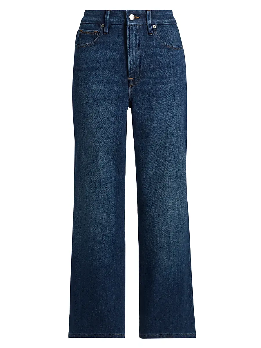 Good American Women's Soft Tech Good Waist Palazzo Crop Jeans - Indigo | Image 1 Good American Women's Soft Tech Good Waist Palazzo Crop Jeans - Indigo | Image 1