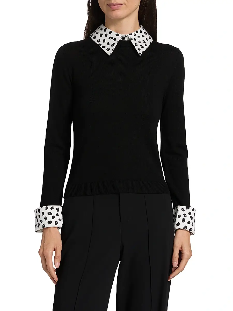 Alice + Olivia Women's Porla Wool Collared Sweater | Thumbnail 3 Alice + Olivia Women's Porla Wool Collared Sweater | Thumbnail 3