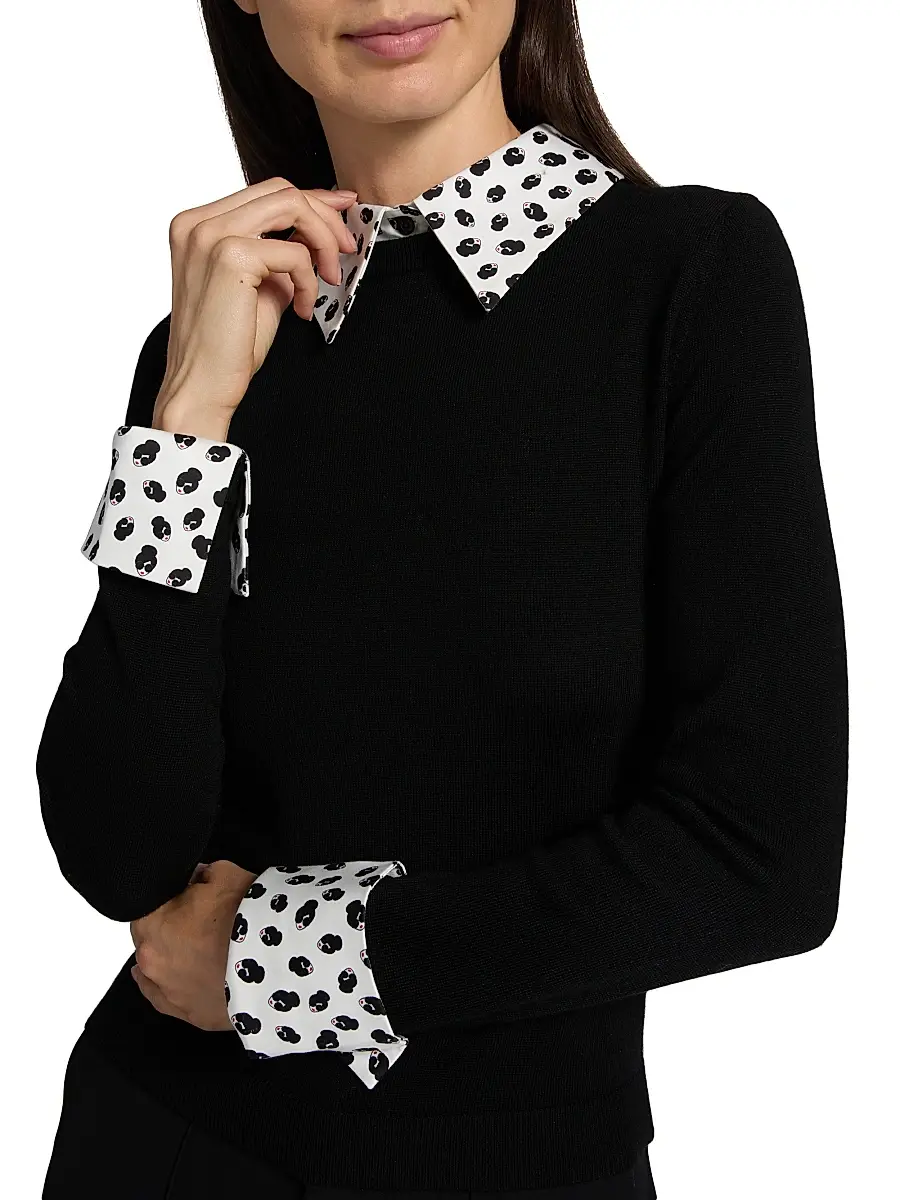 Alice + Olivia Women's Porla Wool Collared Sweater | Thumbnail 7 Alice + Olivia Women's Porla Wool Collared Sweater | Thumbnail 7