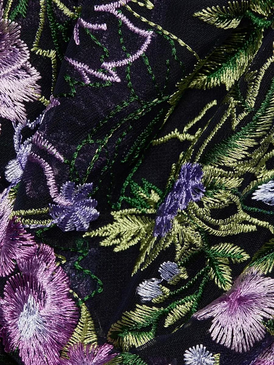 Milly Women's Nene Floral-Embroidered Mesh Off-The-Shoulder Maxi Dress | Thumbnail 7
