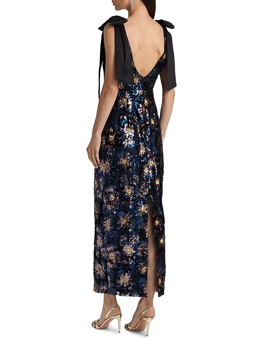 Milly Women's Kyle Bow-Detail Sequined Column Maxi Dress | Thumbnail 5 Milly Women's Kyle Bow-Detail Sequined Column Maxi Dress | Thumbnail 5