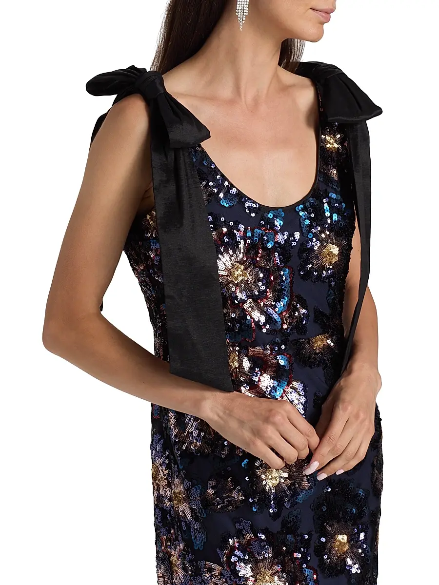 Milly Women's Kyle Bow-Detail Sequined Column Maxi Dress | Thumbnail 6 Milly Women's Kyle Bow-Detail Sequined Column Maxi Dress | Thumbnail 6