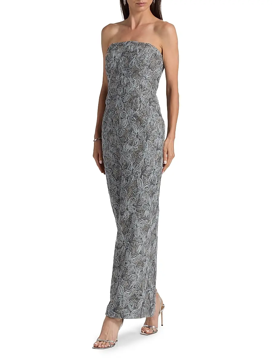 Milly Women's Meredith Floral-Embroidered Maxi Dress | Thumbnail 2 Milly Women's Meredith Floral-Embroidered Maxi Dress | Thumbnail 2