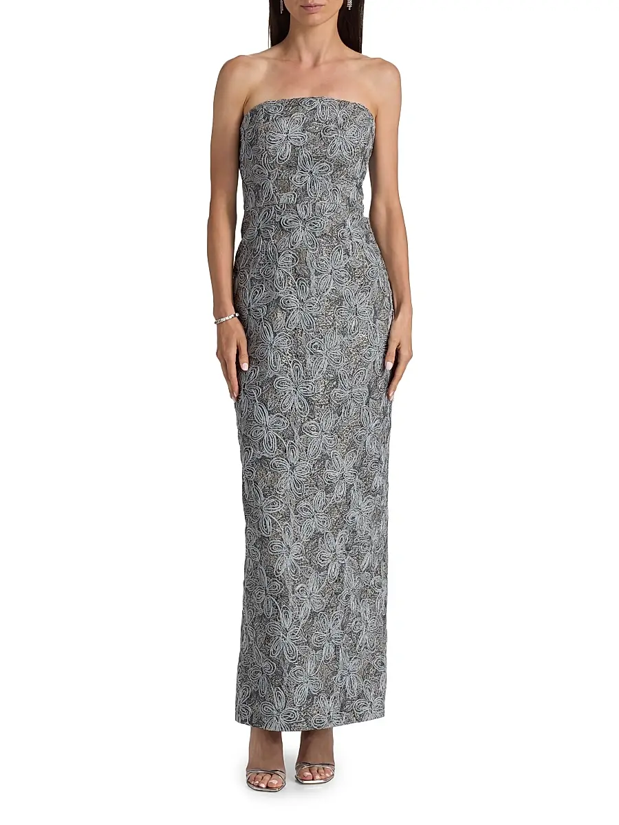 Milly Women's Meredith Floral-Embroidered Maxi Dress | Thumbnail 3 Milly Women's Meredith Floral-Embroidered Maxi Dress | Thumbnail 3