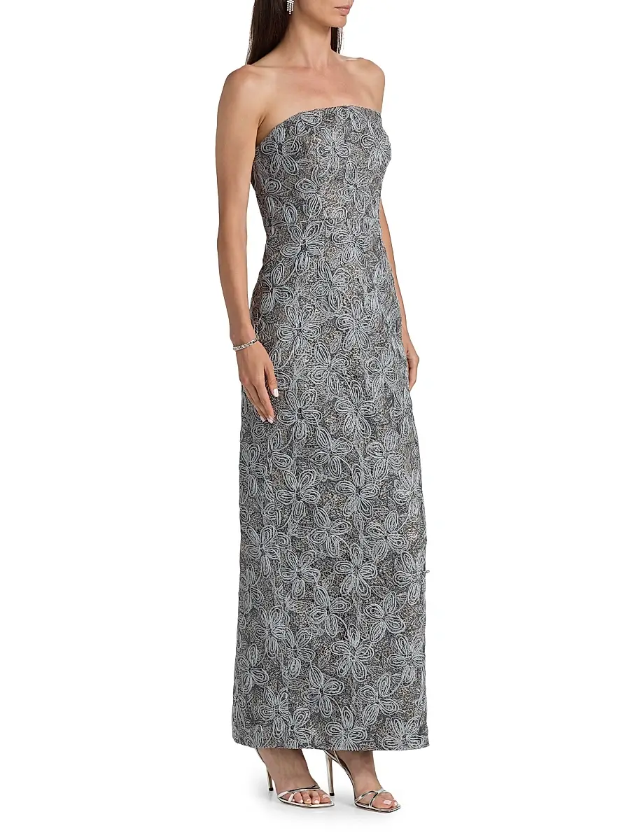 Milly Women's Meredith Floral-Embroidered Maxi Dress | Thumbnail 4 Milly Women's Meredith Floral-Embroidered Maxi Dress | Thumbnail 4