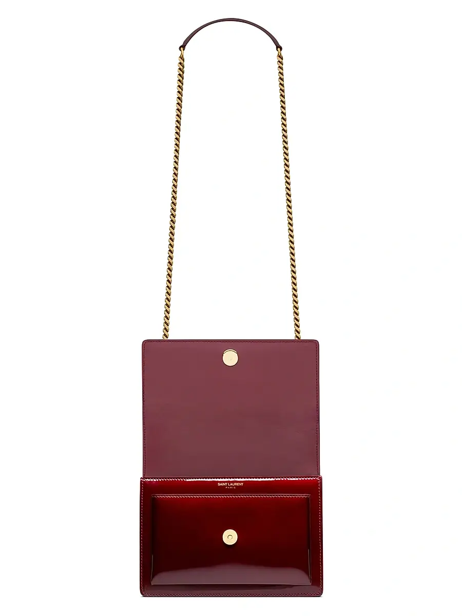 Saint Laurent Women's Sunset Small Shoulder Bag in Patent Leather - Gloss Burgundy | Thumbnail 5 Saint Laurent Women's Sunset Small Shoulder Bag in Patent Leather - Gloss Burgundy | Thumbnail 5