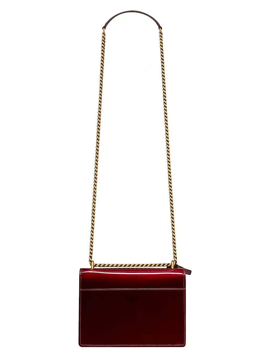 Saint Laurent Women's Sunset Small Shoulder Bag in Patent Leather - Gloss Burgundy | Thumbnail 8 Saint Laurent Women's Sunset Small Shoulder Bag in Patent Leather - Gloss Burgundy | Thumbnail 8
