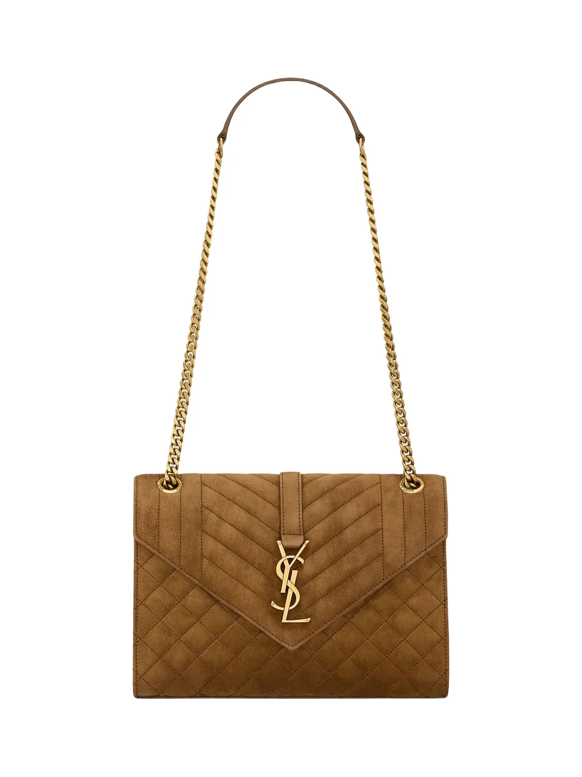 Saint Laurent Women's Envelope Medium Shoulder Bag in Suede - Caramel Cognac