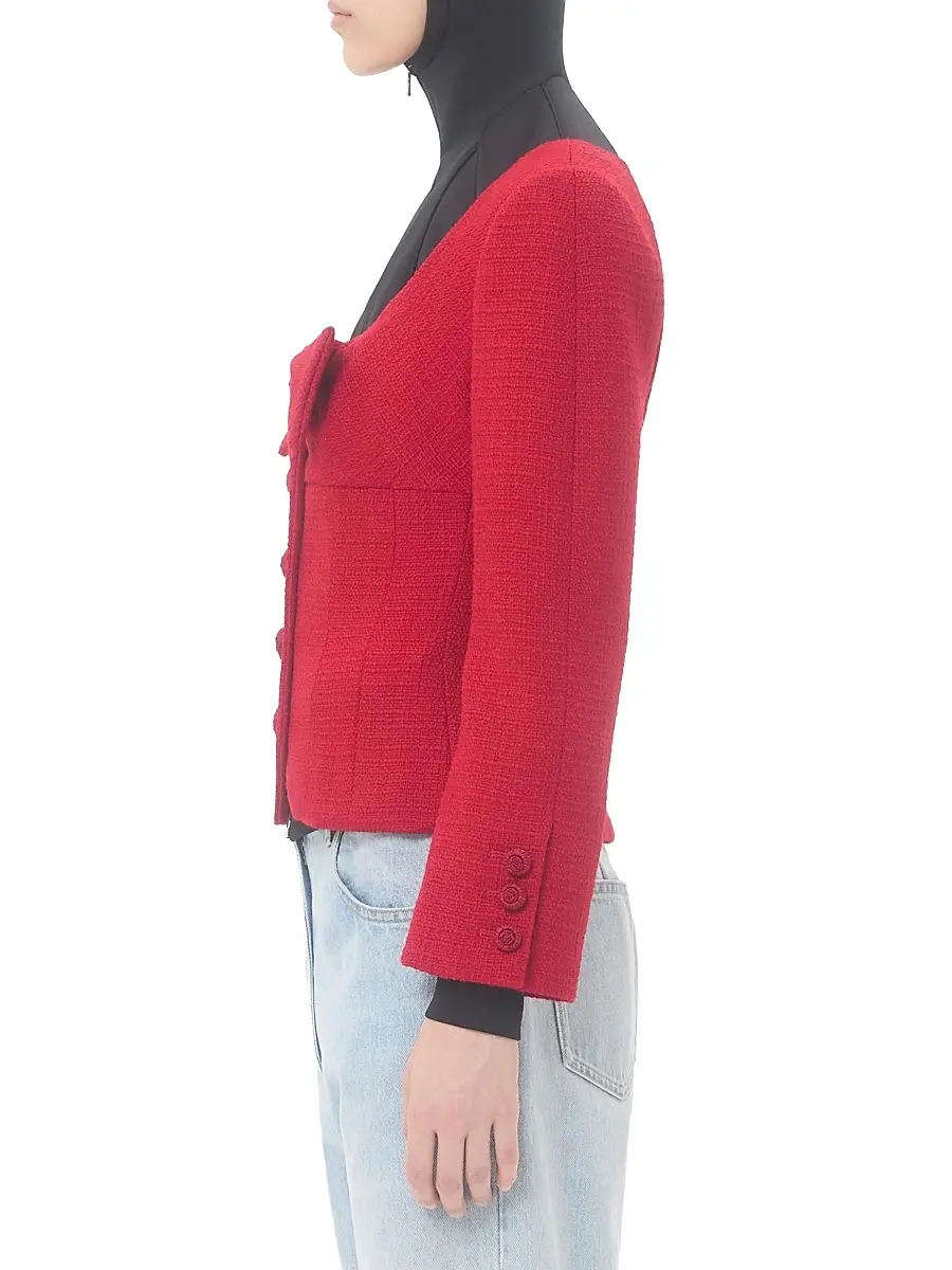 Valentino Garavani Women's Short Jacket in Plain Wool Tweed - Paris | Thumbnail 3 Valentino Garavani Women's Short Jacket in Plain Wool Tweed - Paris | Thumbnail 3
