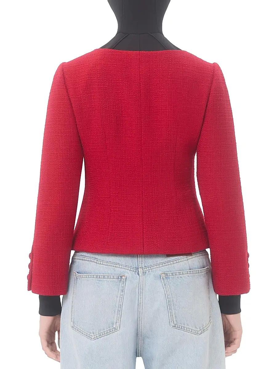 Valentino Garavani Women's Short Jacket in Plain Wool Tweed - Paris | Thumbnail 4 Valentino Garavani Women's Short Jacket in Plain Wool Tweed - Paris | Thumbnail 4