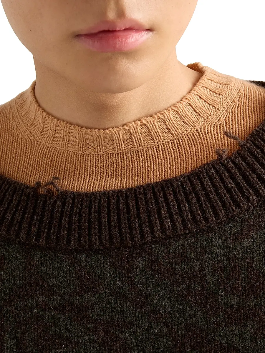 Prada Men's Short-Sleeved Wool and Cashmere Sweater - Beige | Thumbnail 4