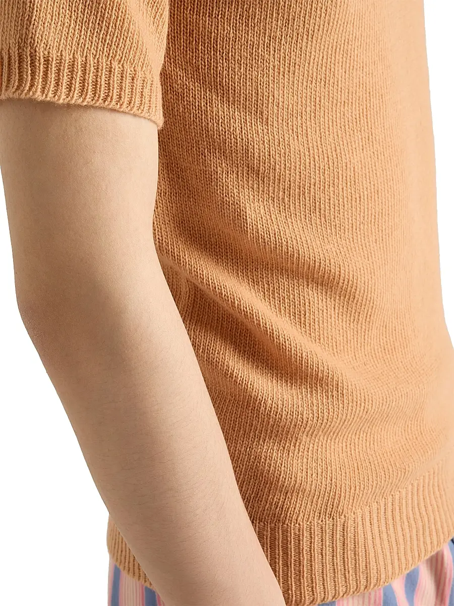 Prada Men's Short-Sleeved Wool and Cashmere Sweater - Beige | Thumbnail 5