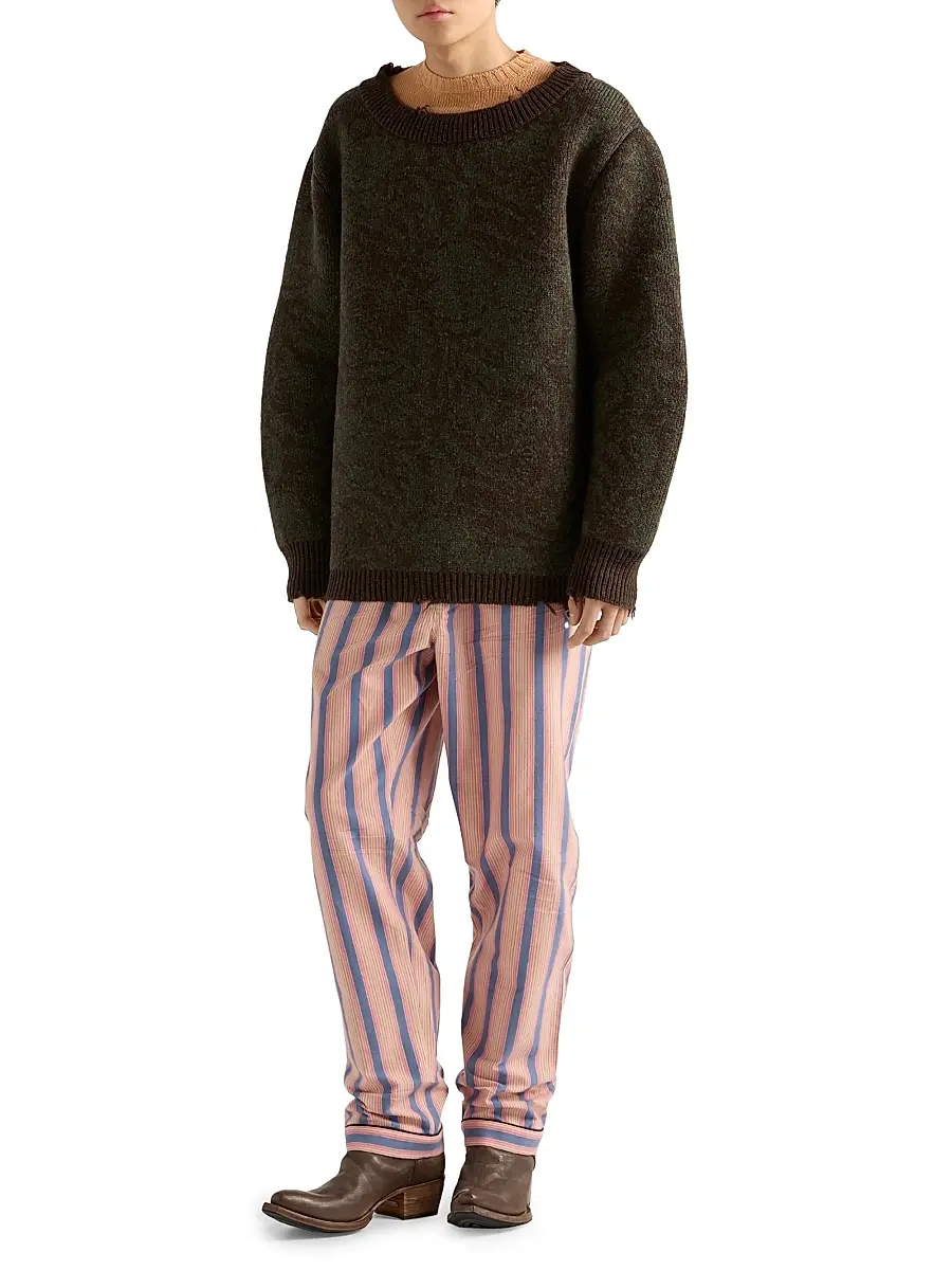 Prada Men's Short-Sleeved Wool and Cashmere Sweater - Beige | Thumbnail 6