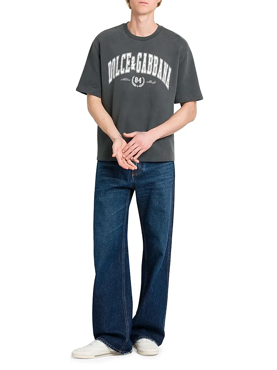 Dolce & Gabbana Men's Logo Cotton Crewneck T-Shirt - Grigioscurissimo | Thumbnail 2 Dolce & Gabbana Men's Logo Cotton Crewneck T-Shirt - Grigioscurissimo | Thumbnail 2
