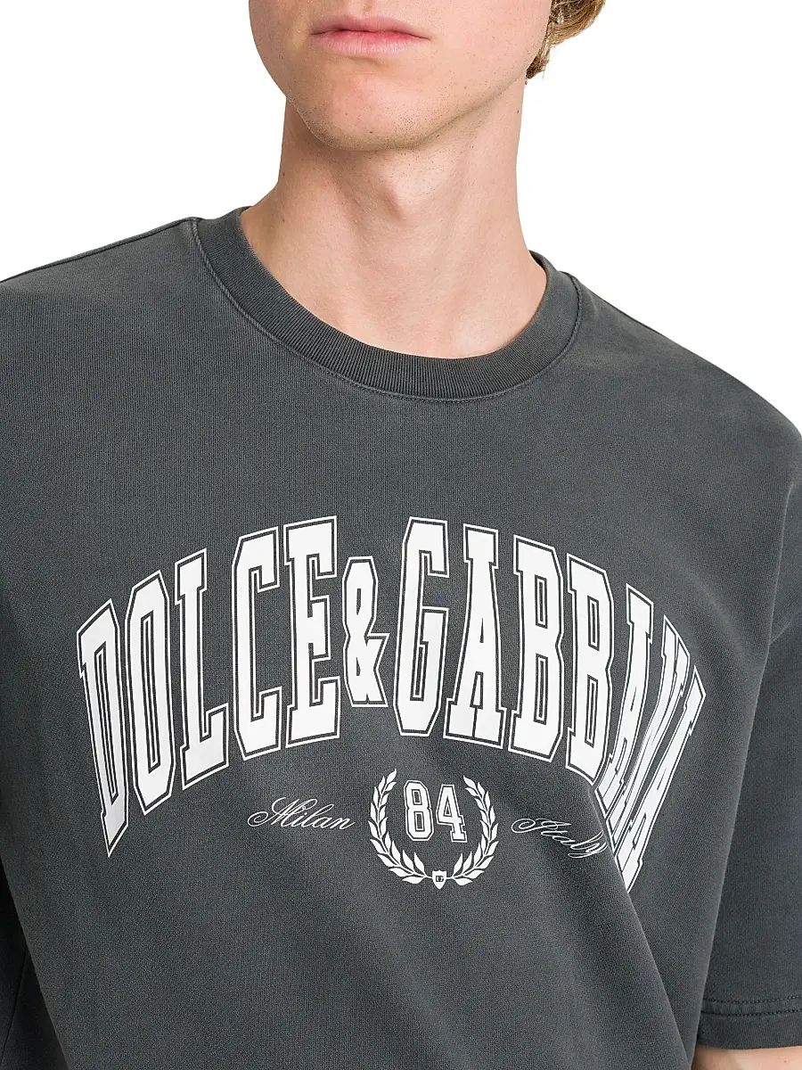 Dolce & Gabbana Men's Logo Cotton Crewneck T-Shirt - Grigioscurissimo | Thumbnail 6 Dolce & Gabbana Men's Logo Cotton Crewneck T-Shirt - Grigioscurissimo | Thumbnail 6