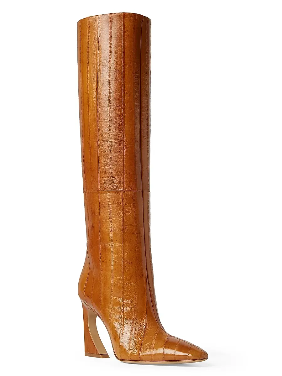 Fendi Women's Arco 95MM Eel Skin Knee-High Boots - Beige | Thumbnail 2