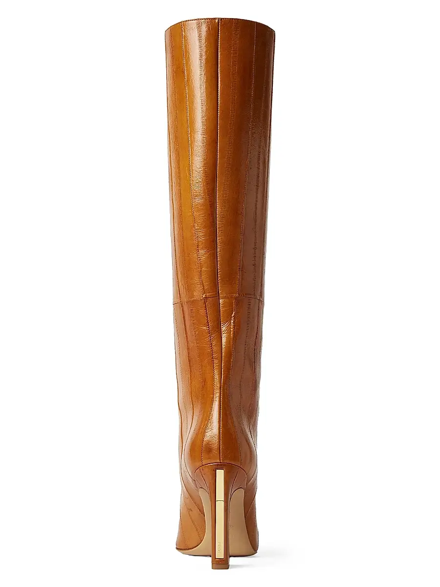 Fendi Women's Arco 95MM Eel Skin Knee-High Boots - Beige | Thumbnail 3