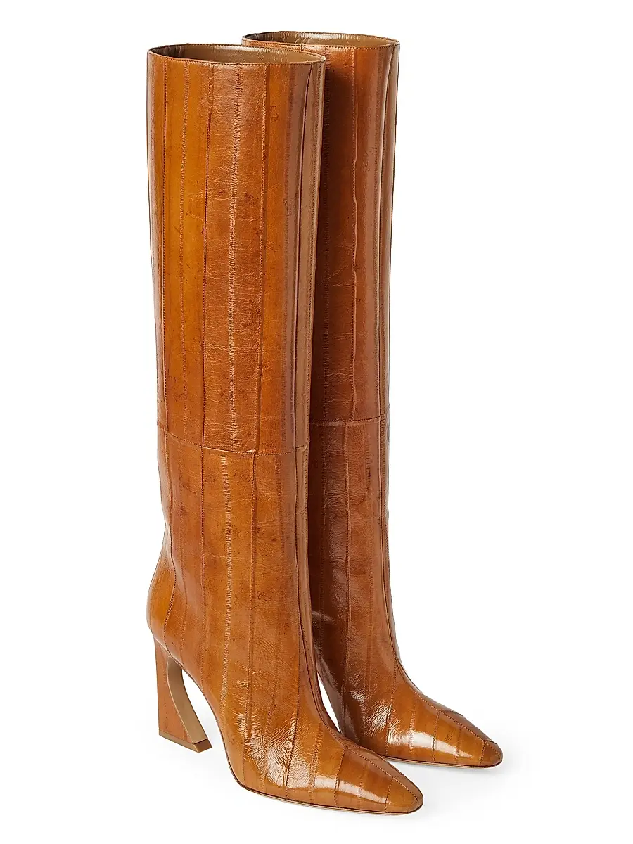Fendi Women's Arco 95MM Eel Skin Knee-High Boots - Beige | Thumbnail 4