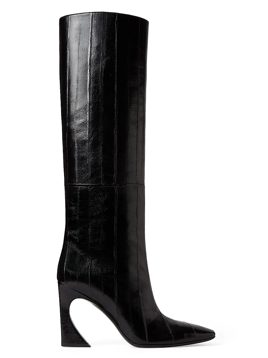 Fendi Women's Arco 95MM Eel Skin Knee-High Boots - Beige | Thumbnail 5