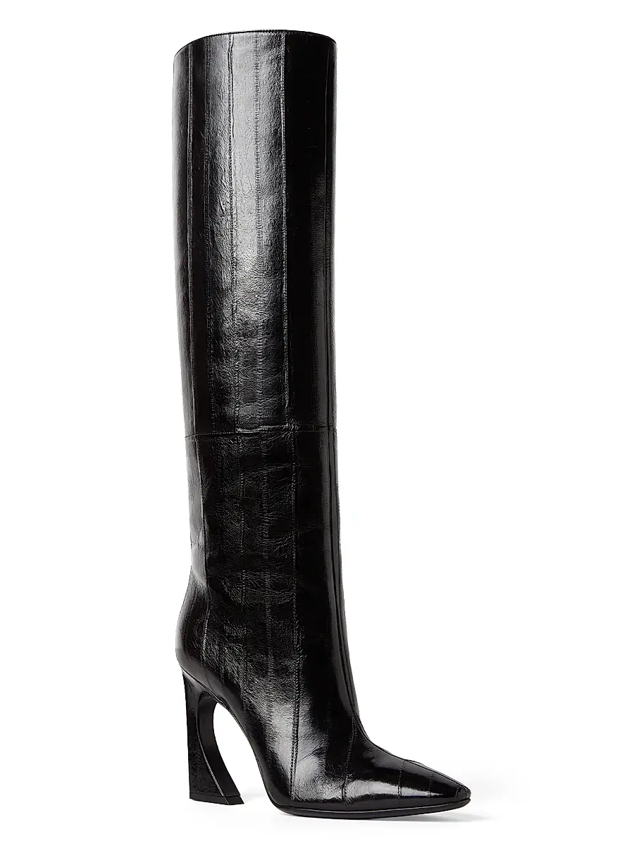 Fendi Women's Arco 95MM Eel Skin Knee-High Boots - Beige | Thumbnail 6