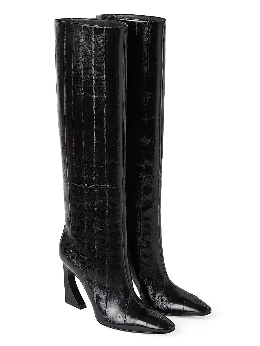 Fendi Women's Arco 95MM Eel Skin Knee-High Boots - Beige | Thumbnail 8