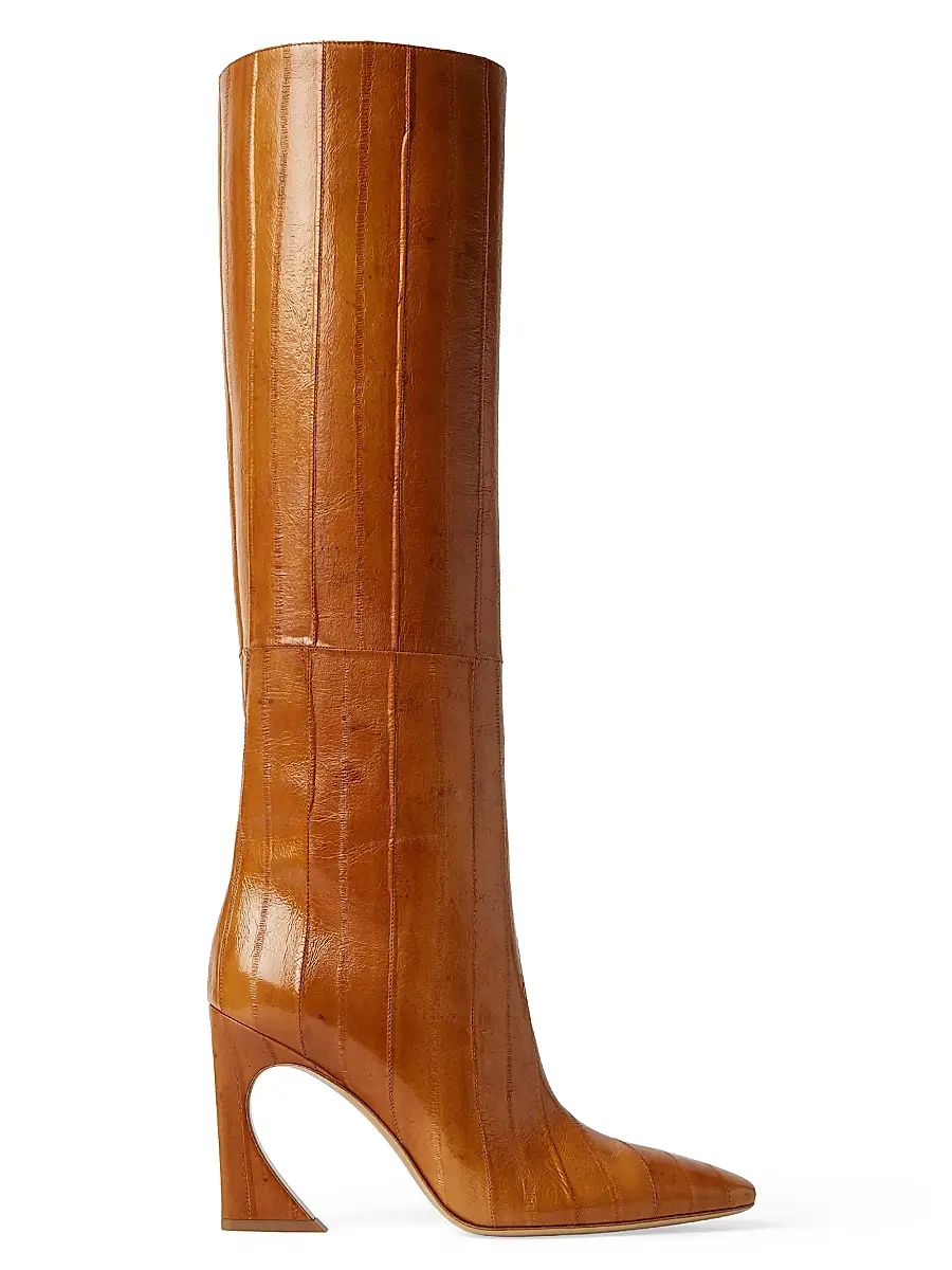 Women's Arco 95MM Eel Skin Knee-High Boots - Beige Women's Arco 95MM Eel Skin Knee-High Boots - Beige