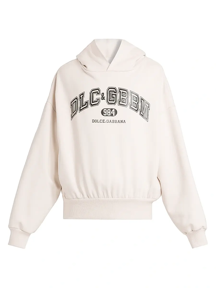 Dolce & Gabbana Men's Logo Cotton Hoodie - Beige Chiaro | Image 1 Dolce & Gabbana Men's Logo Cotton Hoodie - Beige Chiaro | Image 1