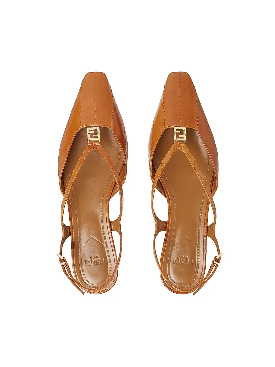 Fendi Women's FFold Leather Slingback Flats - Beige | Thumbnail 4 Fendi Women's FFold Leather Slingback Flats - Beige | Thumbnail 4