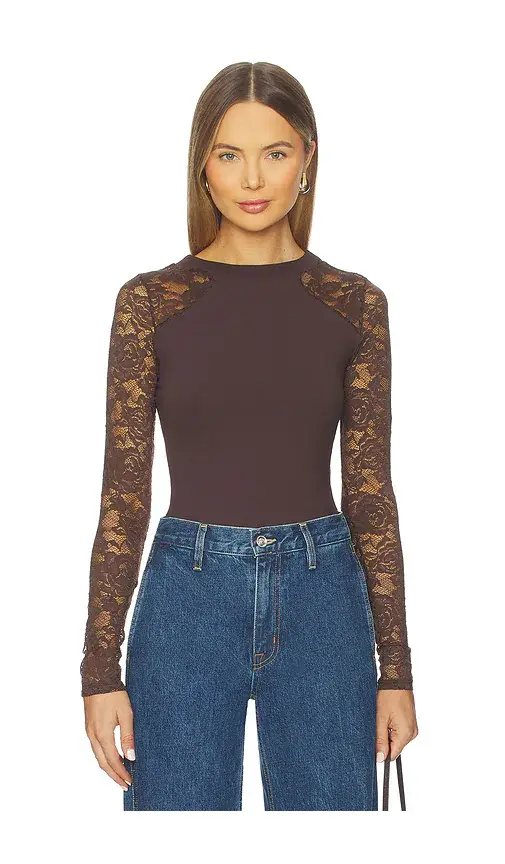 Free People x Intimately FP No Excuses Long Sleeve In Hot Fudge | Image 1 Free People x Intimately FP No Excuses Long Sleeve In Hot Fudge | Image 1