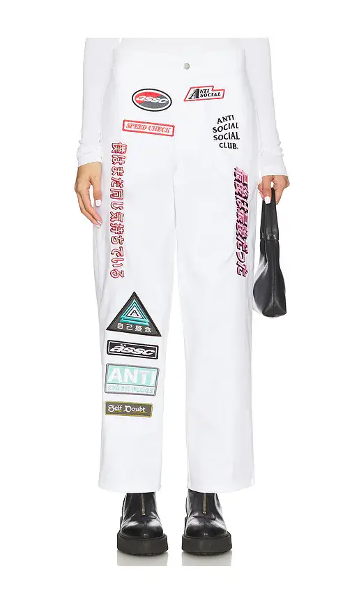 Anti Social Social Club Patched Up Racing Pants | Image 1 Anti Social Social Club Patched Up Racing Pants | Image 1