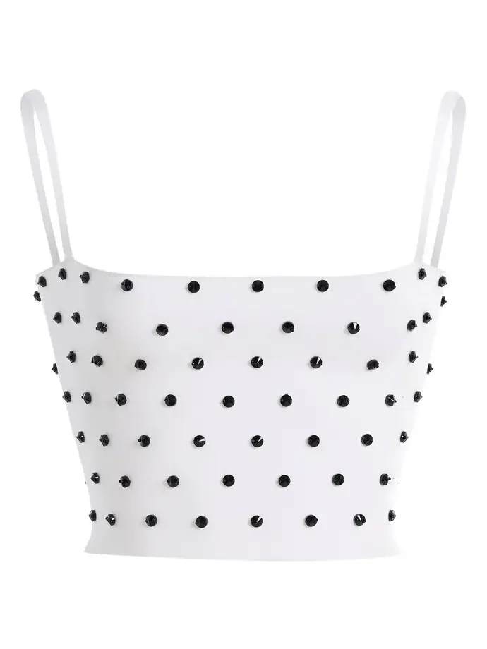 Carolina Herrera Beaded Knit Crop Top