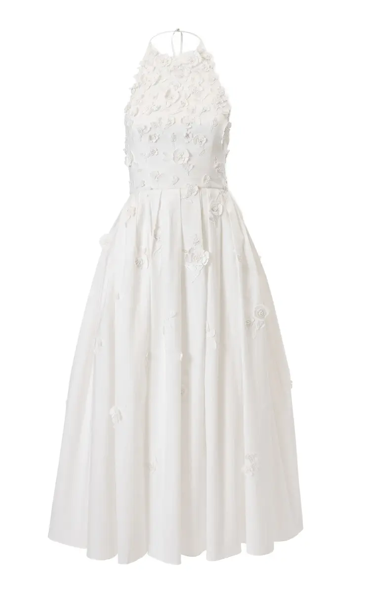 Carolina Herrera Embroidered Cotton Midi Halter Dress | Thumbnail 6 Carolina Herrera Embroidered Cotton Midi Halter Dress | Thumbnail 6