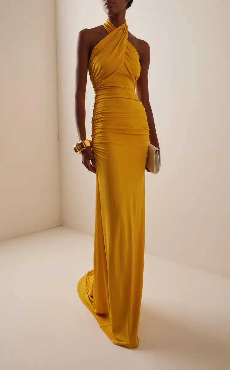 Carolina Herrera Ruched Jersey Halter Gown | Thumbnail 2 Carolina Herrera Ruched Jersey Halter Gown | Thumbnail 2