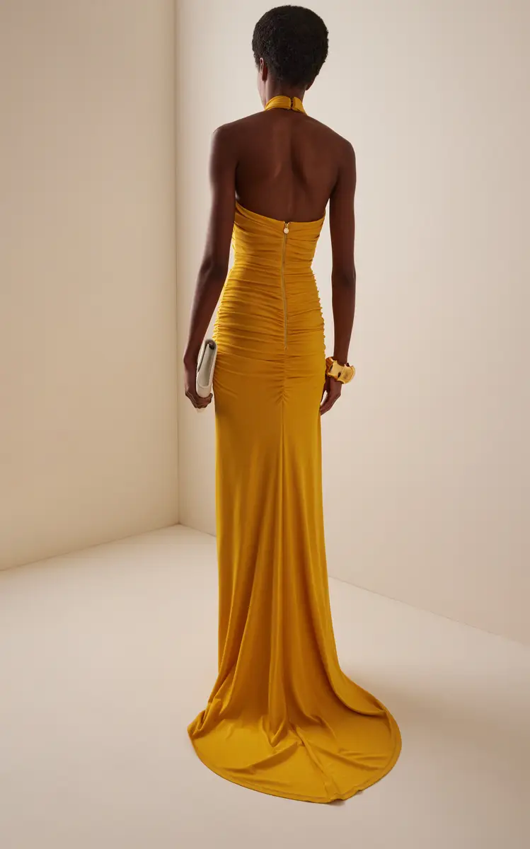 Carolina Herrera Ruched Jersey Halter Gown | Thumbnail 4 Carolina Herrera Ruched Jersey Halter Gown | Thumbnail 4