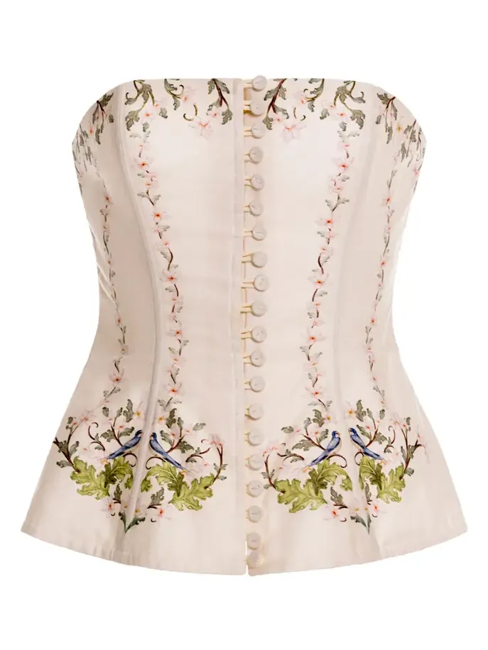 Agua by Agua Bendita Abelia Anhelo Printed Linen Corset Top