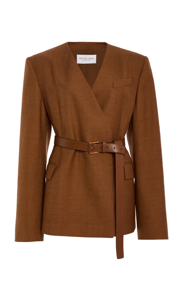Michael Kors Collection Belted Silk-Canvas Blazer | Thumbnail 6 Michael Kors Collection Belted Silk-Canvas Blazer | Thumbnail 6