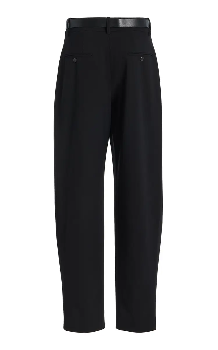 Michael Kors Collection Pleated Stretch Tissue Wool Crepe Barrel Pants - Black | Thumbnail 3