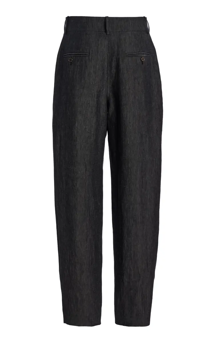 Michael Kors Collection Pleated Sharkskin Linen Barrel Pants - Grey | Thumbnail 3