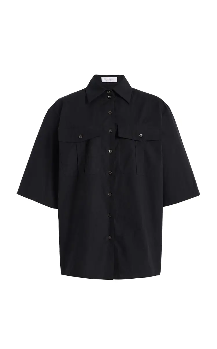 Michael Kors Collection Boxy Washed Cotton-Poplin Camp Shirt | Thumbnail 6