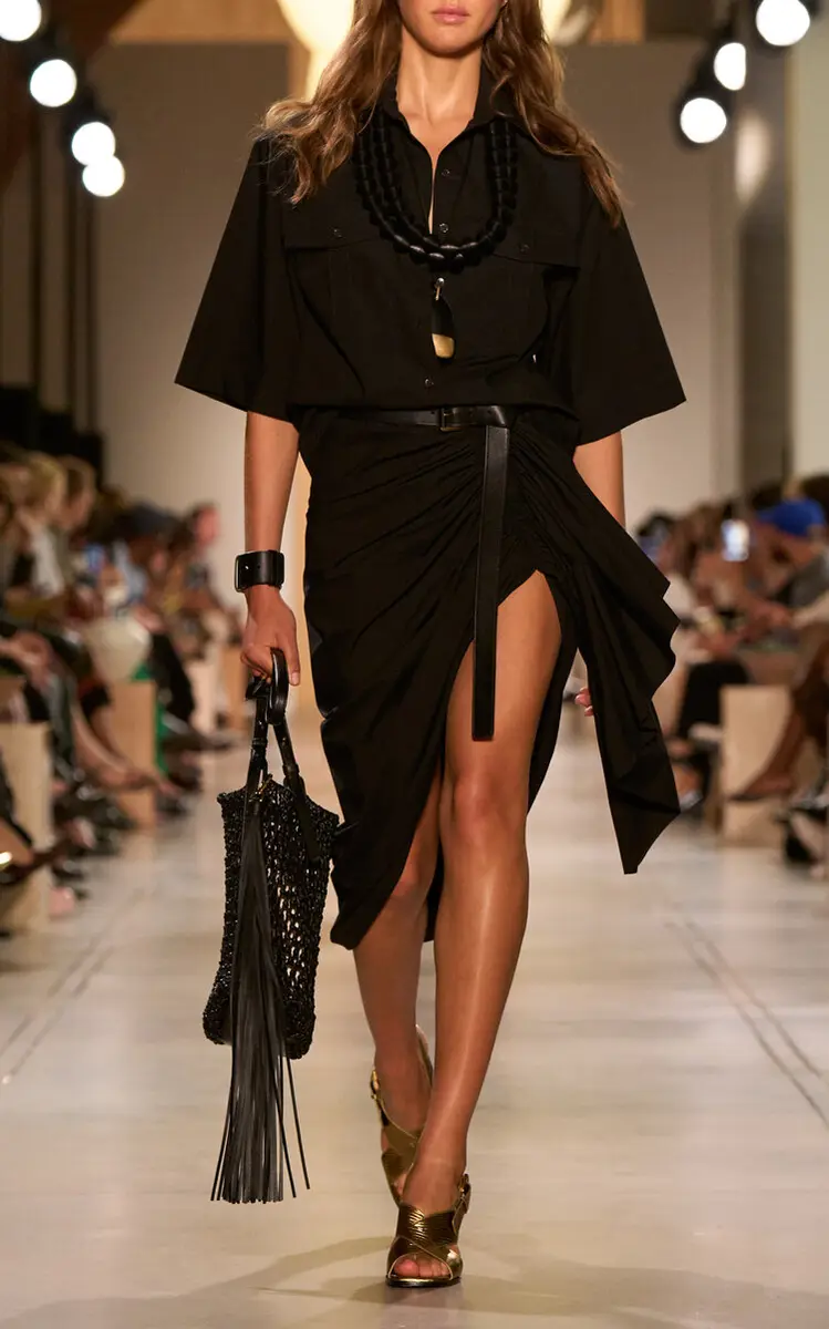 Michael Kors Collection Ruched Washed Cotton-Poplin Pareo Midi Skirt | Thumbnail 2