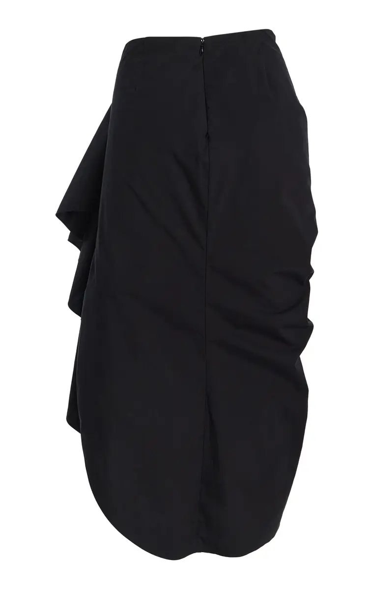 Michael Kors Collection Ruched Washed Cotton-Poplin Pareo Midi Skirt | Thumbnail 5